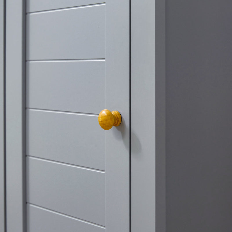 Tall Grey Bathroom Storage Cabinet - 3-Tier Shelving & Enclosed Cupboard Space - Free Standing Linen Tower for Space Optimization
