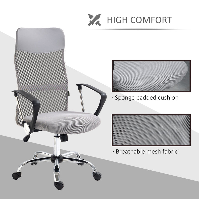 Ergonomic Mesh Office Chair with Adjustable Height and Tilt - Light Grey Comfort Seating Solution - Ideal for Home and Office Use