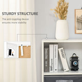 White Wooden Bookcase with Doors - 3-Tier Display Cabinet for Books and Decor - Ideal for Home Office, Living Room, Bedroom, and Study Organization