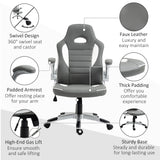 Racing Gaming Chair - High-Back PU Leather Swivel Office Seat with Adjustable Height, Tilt, and Flip-Up Arms - Ideal for Gamers and Home Office Comfort