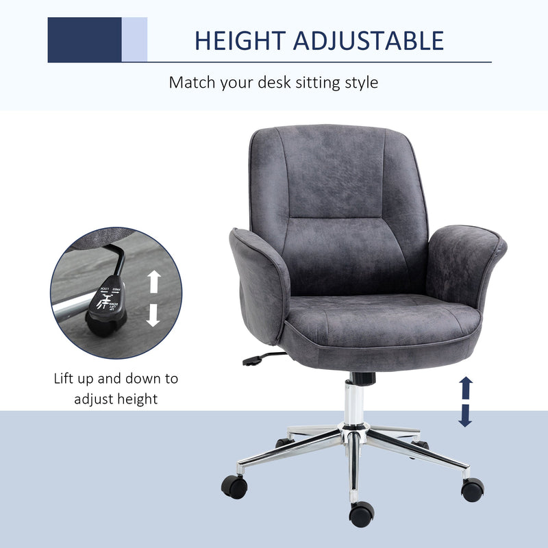 Ergonomic Swivel Desk Chair - Adjustable Mid-Back Office Chair for Work and Study - Ideal for Home Office and Students, Charcoal Grey