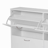 120Lx24Wx81H cm Shoe Storage Unit - Sleek White Particle Board Shoe Cabinet - Space-Saving Organization for Entryways and Closets