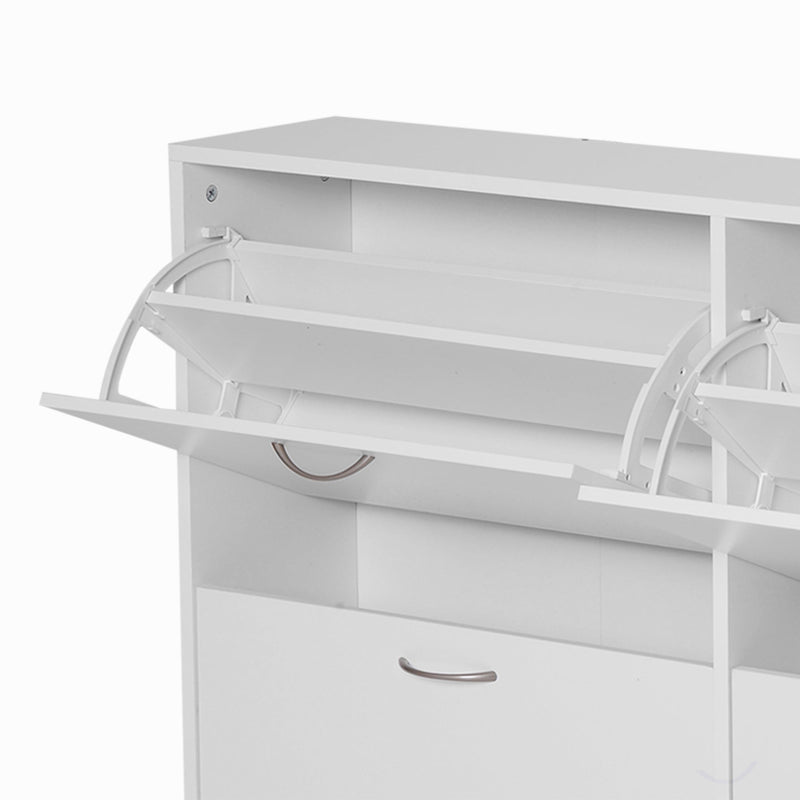 120Lx24Wx81H cm Shoe Storage Unit - Sleek White Particle Board Shoe Cabinet - Space-Saving Organization for Entryways and Closets
