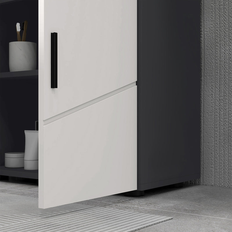 Under Sink Storage Cabinet - Bathroom Vanity Unit with Shelf, Double Doors, 60x30x60 cm in Light Grey - Ideal Space Saver for Bathroom Essentials