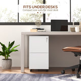 Steel Mobile File Cabinet with Lock - 2-Drawer Vertical Storage for A4, Legal, Letter Size Documents - Secure Office Organizer with Adjustable Hanging Bar