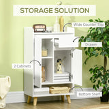 Modern White Sideboard - 2 Door Cupboard & Drawer with Bottom Shelf Storage Cabinet - Elegant Organization for Living Room or Hallway