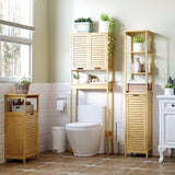 Bathroom Tallboy Storage Unit - Slim Freestanding Organizer with 3 Shelves and Cupboard - Space-Saving Solutions for Toiletries and Linens