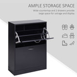 2-Tier Wood Shoe Cabinet with Tipping Bucket - Modern Hallway Storage Organizer, Drawer & Adjustable Shelf, Large Capacity - Ideal for Entryway Clutter Management