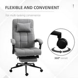 Ergonomic Office Chair with Footrest - Armrests, Lumbar Support & Adjustable Headrest in Light Grey - Comfort Seating for Long Work Hours