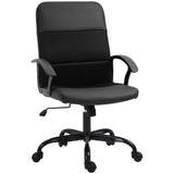 Ergonomic PVC Leather Office Chair with Mesh Panel - Swivel Seat, Padded, Adjustable Height & Tilt, 5-Wheel Base - Comfortable Desk Seating for Professionals