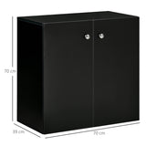 Wooden Storage Cabinet with 2 Shelves - Freestanding Sideboard and Kitchen Cupboard - Versatile Black Bookcase for Organizing Home Essentials