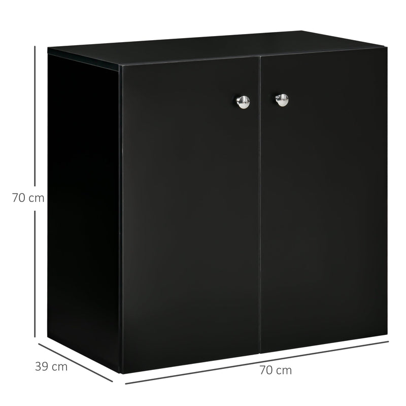 Wooden Storage Cabinet with 2 Shelves - Freestanding Sideboard and Kitchen Cupboard - Versatile Black Bookcase for Organizing Home Essentials