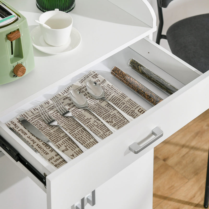 Modern White Storage Cabinet - Compact Design with Drawer & Adjustable Shelf for Multiple Rooms - Ideal for Kitchen, Living Room, Bedroom & Hallway Organization