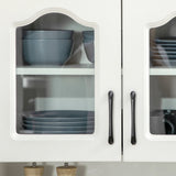 Freestanding White Kitchen Cupboard - Adjustable Shelf Storage Cabinet with Drawers and Counter - Space Organizer for Living or Dining Room