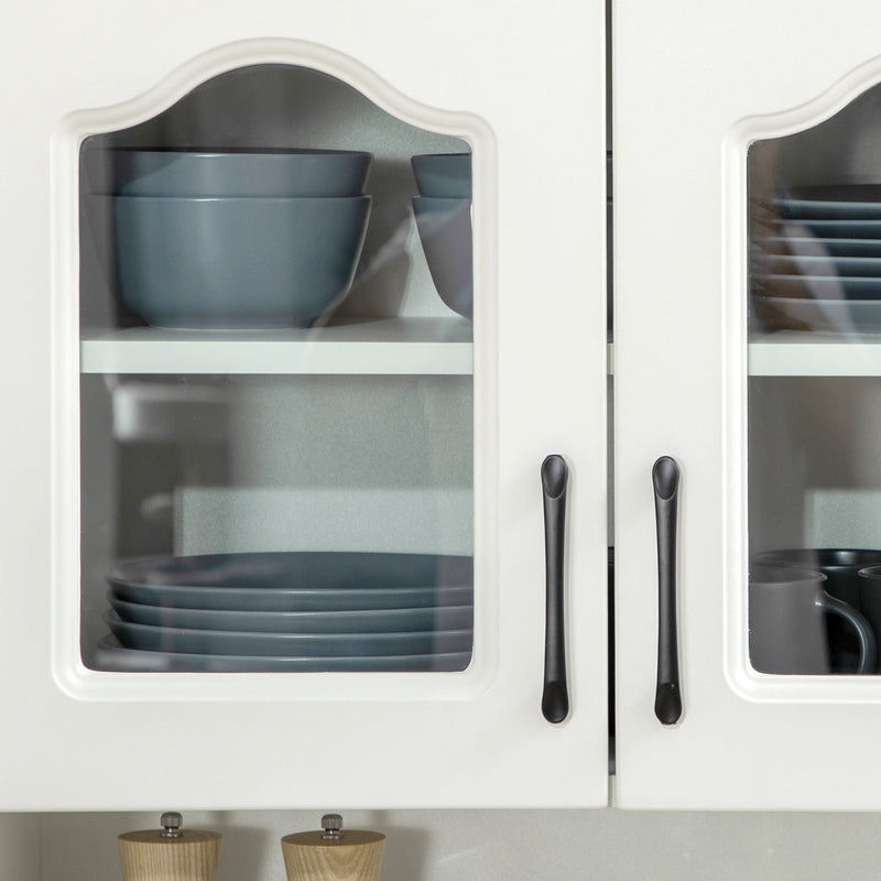 Freestanding White Kitchen Cupboard - Adjustable Shelf Storage Cabinet with Drawers and Counter - Space Organizer for Living or Dining Room