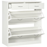 Slim Footwear Rack with Dual Flip Compartments - Space-Saving Adjustable Shoe Cabinet Holds 12 Pairs - Ideal for Small Entryways and Closets