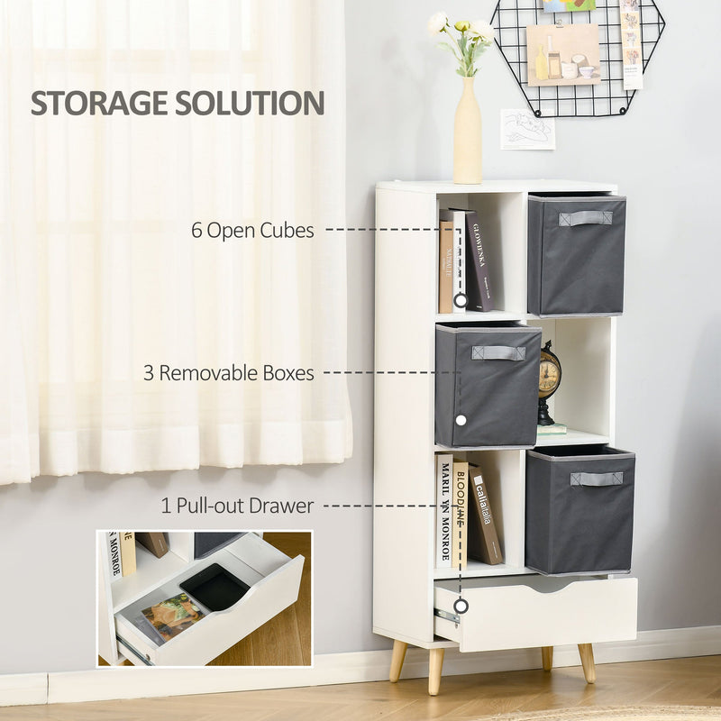 6-Cube Modern Bookcase - Freestanding Display Shelf, Storage Organizer Cabinet - Ideal for Home, Office, Living Room, Study Decor in White