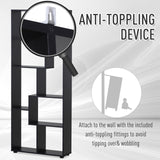 Freestanding 8-Tier Bookcase with Melamine Surface - Modern Black Home Display Storage Unit with Anti-Tipping Foot Pads - Ideal for Organized Book Lovers and Display Enthusiasts