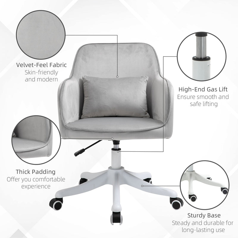 Ergonomic Velvet Office Chair with Massage - Rechargeable Vibration Lumbar Support, Smooth-Rolling Casters - Comfort for Home Office and Remote Work