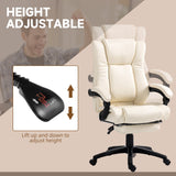 Ergonomic PU Leather Swivel Desk Chair with Extendable Footrest - Comfortable Adjustable Height Office Chair with Wheels - Ideal for Home Office and Long Working Hours