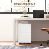 Steel Mobile 3-Drawer File Cabinet with Lock and Pencil Tray - Adjustable Hanging Bar for A4 and Letter Size, Versatile Office Storage Solution - Secure Document Organizer for Professionals and Home Offices