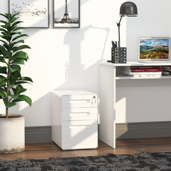 3-Drawer Mobile File Cabinet - Fully Assembled, Lockable, All-Metal Rolling Storage - Vertical Filing Solution for Home Office and Business Use