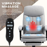 Ergonomic Reclining Chair with Vibration Massage and Heat - Microfiber Office Chair, Built-In Footrest, Adjustable Lumbar Pillow, Armrests - Ideal for Enhanced Comfort during Long Work Sessions