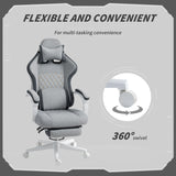 HOMCOM Ergonomic High Back Gaming Chair for Adults, Printed Velvet Computer Recliner Chair with Footrest, Lumbar Support, Adjustable Height and 360° Swivel Seat for Office or Gaming, Grey