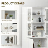 Modern White Bookcase with Doors - Adjustable Display Storage Cabinet for Home & Office - Ideal for Living Room Organization and Study Space