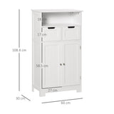 Freestanding Bathroom Cabinet with Adjustable Shelves - Slim Storage Cupboard Organizer with 2 Drawers - Ideal for Small Spaces and Clutter Reduction in White