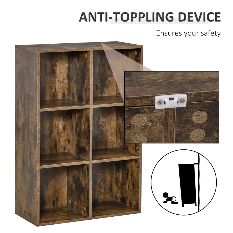 Cubic Cabinet Bookcase - Versatile Shelving Unit with Ample Storage, Rustic Brown Finish - Ideal for Home Office, Study, and Living Room Display