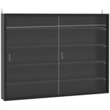 5-Tier Particle Board Display Cabinet with Glass Doors - Sleek Black Finish, Multipurpose Shelving Unit - Ideal for Showcasing Collectibles & Organizing Home Spaces