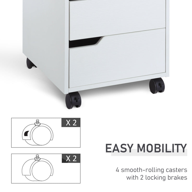 3-Drawer Mobile File Cabinet - Vertical Filing Storage on Wheels, Space-Saving Home Office Organizer - Ideal for Personal Documents & Office Supplies