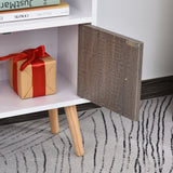 Modern Freestanding Bookcase with 6-Tier Shelves and Cabinet - Chic White Display Storage with Wooden Legs - Ideal for Home Office and Decor Organization