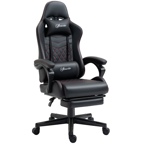 Ergonomic Racing-Style Office Chair - Swivel Wheels, Footrest, Reclining Faux Leather Design - Ideal Desk Chair for Gamers and Home Office Comfort