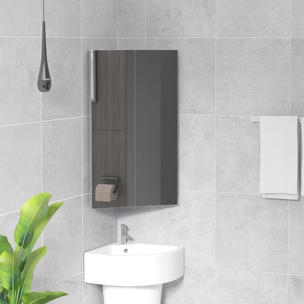 Corner Bathroom Cabinet with Mirrored Door - Wall-Mounted Stainless Steel Organizer with 3 Shelves and 2 Doors - Space-Saving Storage for Home Essentials