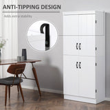 Freestanding 6-Tier Kitchen Cupboard - 4-Door Tall Storage Cabinet with Adjustable Shelves, White - Ideal for Living Room and Dining Room Organization