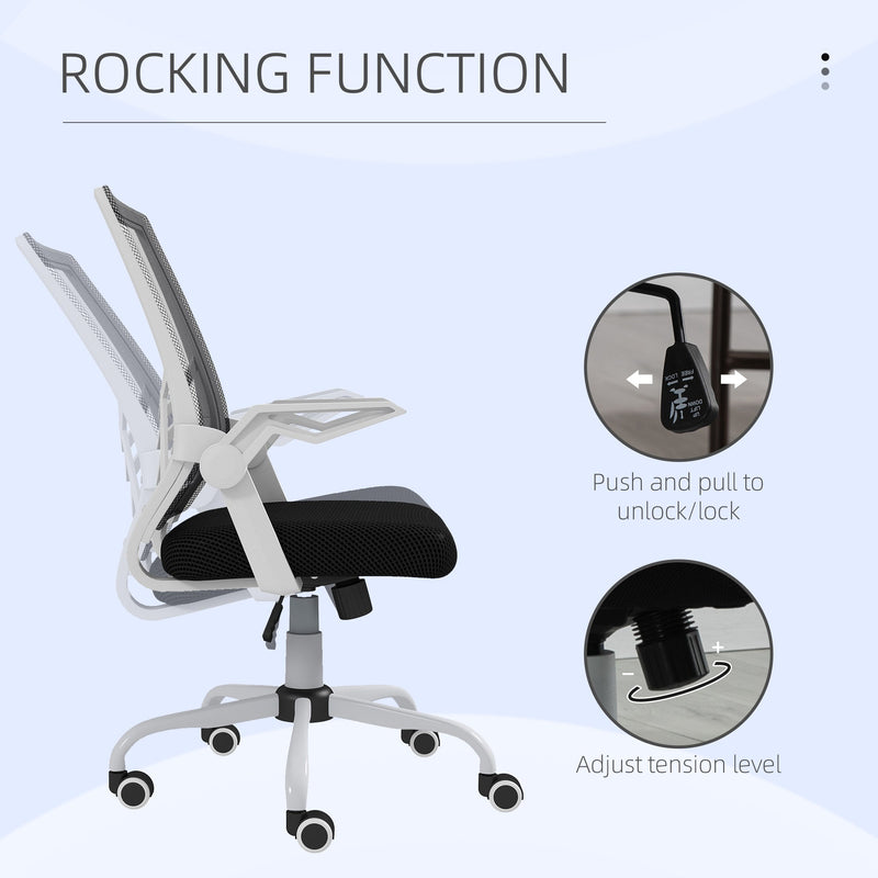 Ergonomic Mesh Office Chair with Flip-up Armrests - Lumbar Support and Smooth-Rolling Swivel Wheels - Comfortable Seating for Home Office and Desk Work