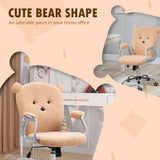 Bear Shape Fleece Office Chair with Padded Armrests - Teddy Fleece Fabric Desk Chair, Tilt & Height Adjustment - Comfortable Seating for Home Office & Remote Work