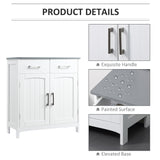 Freestanding Wooden Bathroom Floor Cabinet with 2 Drawers - Double Doors & Adjustable Shelf Storage Cupboard, Elegant White - Ideal for Organizing Toiletries and Linens