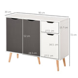 Floor Standing Sideboard Storage Cabinet with Drawer - Bedroom, Living Room, Home Office Organizer in Grey - Space-Saving Solution for Clutter-Free Interiors