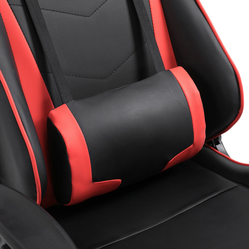 Ergonomic High-Back Racing Chair - Adjustable Swivel Gamer Seat with Footrest and Casters - Comfortable Faux Leather Reclining Office Chair for Gaming and Working
