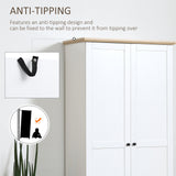 172cm Tall White Wooden Storage Cabinet - Spacious 2-Door Cupboard with 4 Shelves - Ideal Pantry Closet for Home Organization