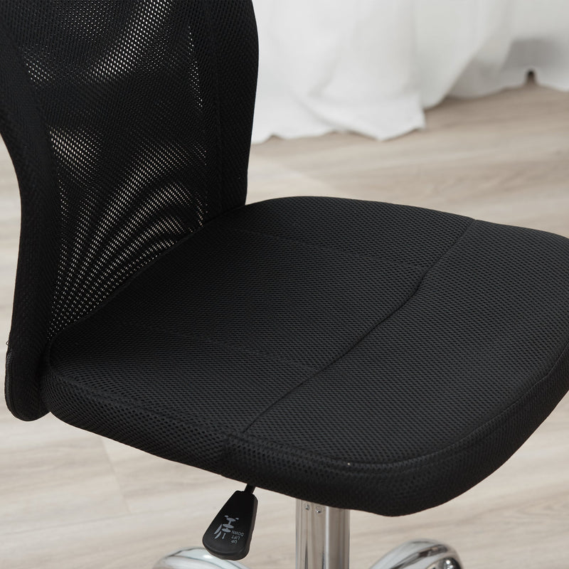 Ergonomic Mesh Office Chair - Armless Mid-Back Design with Height Adjustment & Swivel Casters - Ideal for Home Workstations and Small Desks