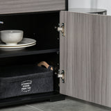 Modern Freestanding Cabinet with Push-Open Mechanism - 2 Drawers, 2 Doors, Dual-Compartment Interior, Light Grey & Black - Ideal Storage for Contemporary Homes