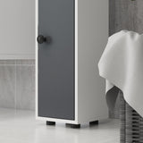 Tall Slim Bathroom Cabinet 180cm - Narrow Storage Unit with Open Shelves & Dual Door Cabinets, Adjustable Shelving - Ideal for Kitchen, Hallway, Living Room Organization in Grey