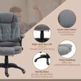 Heated Massage Recliner Chair - Linen-Feel Fabric with 360° Swivel & Six Massage Points - Comfortable Office Chair for Stress Relief