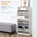 3-Drawer Footwear Organizer - Chipboard Construction in Elegant White - Space-Saving Solution for Shoe Clutter