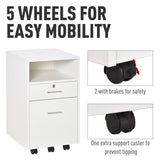 Lockable Mobile File Cabinet - Ample Storage Unit for Home and Office Files - Ideal for Bedroom, Living Room, and Workspace Organization (39.5x40x60cm, White)