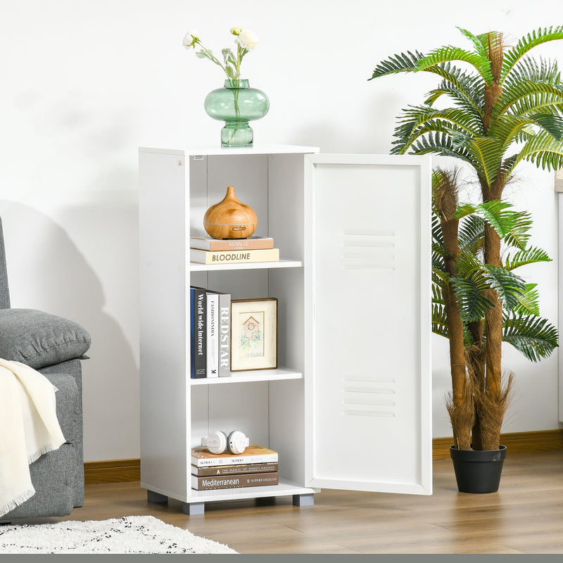2-Tier File Cabinet with Metal Louvered Door - White Storage Organizer for Living Area, Study, or Playroom - Space-Saving Solution for Home Organization
